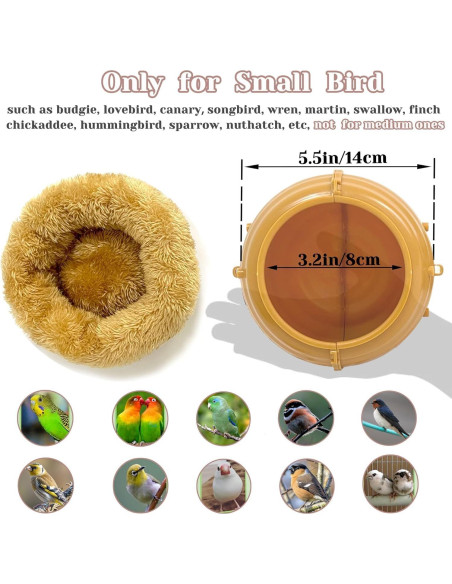 Nido de Pájaro Columpio Jevnd 14cm Cama Suave para Periquitos