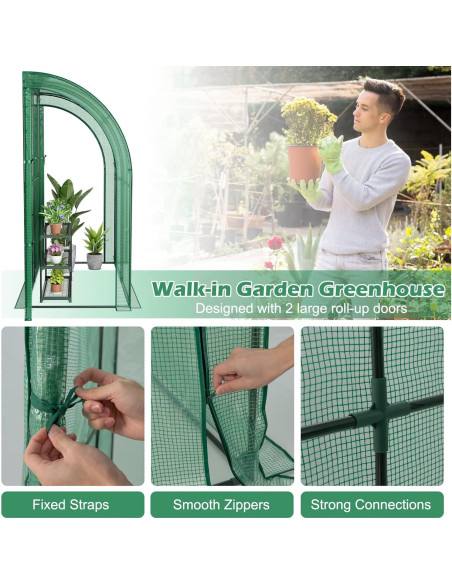 Invernadero Mini de Pared Safstar 2.13x1.07x2.13m con Estante 3 Niveles