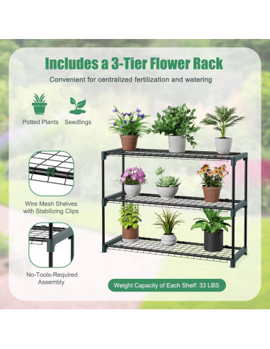 Invernadero Mini de Pared Safstar 2.13x1.07x2.13m con Estante 3 Niveles