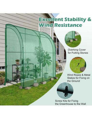 Invernadero Mini de Pared Safstar 2.13x1.07x2.13m con Estante 3 Niveles