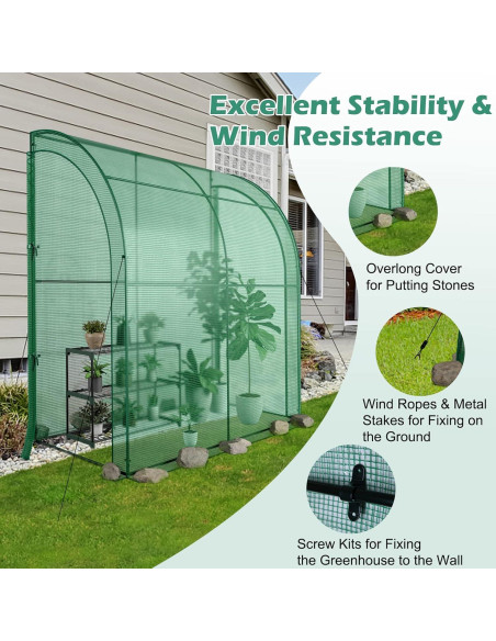 Invernadero Mini de Pared Safstar 2.13x1.07x2.13m con Estante 3 Niveles