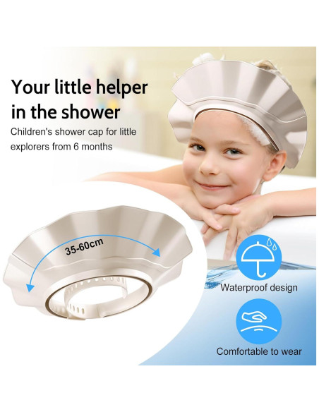 Gorro de Ducha Ajustable LYZYC para Niños y Adultos - Protección Ocular