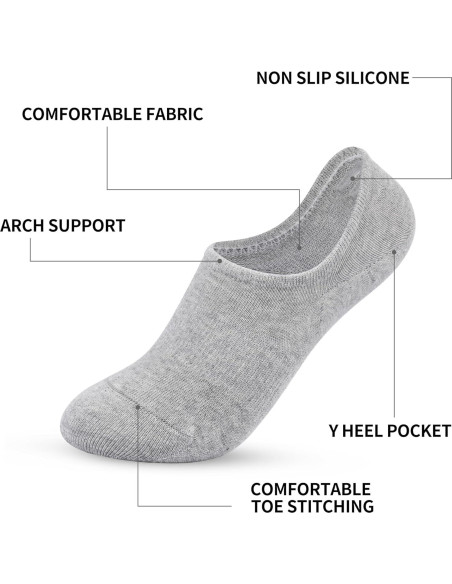Calcetines Invisibles VOROLO para Mujeres Antideslizantes 6 Pares
