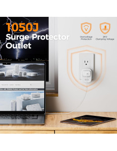 Protector de Sobretensión TESSAN 1050J 1875W Enchufe de Pared 2