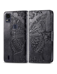 Funda de cuero PU para Cricket Icon 5 y AT&T Motivate 4 - Negro