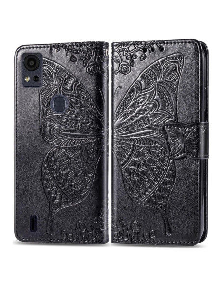 Funda de cuero PU para Cricket Icon 5 y AT&T Motivate 4 - Negro