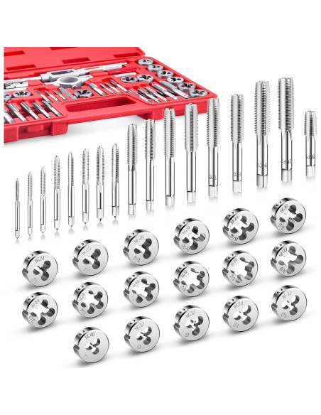 EFFICERE Kit de 40 Piezas de Herramientas de Rosca SAE Unificado