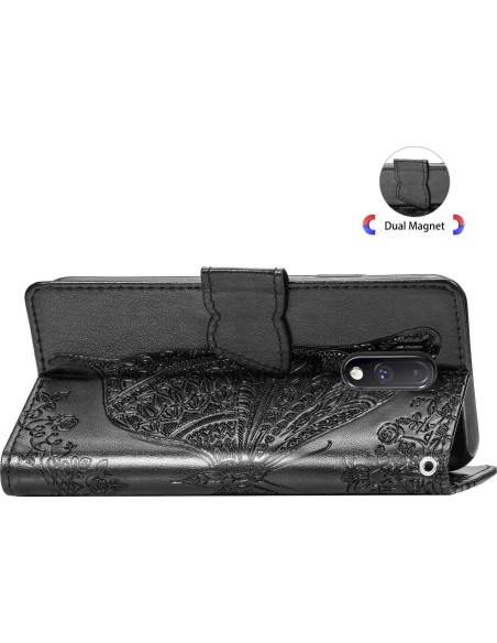 Funda de cuero PU para Cricket Icon 5 y AT&T Motivate 4 - Negro