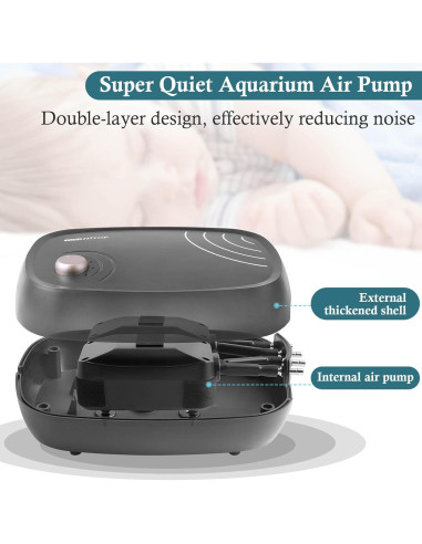 Bomba de Aire HITOP 10W 1219L/h 4 Salidas para Acuario