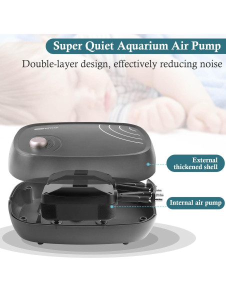 Bomba de Aire HITOP 10W 1219L/h 4 Salidas para Acuario