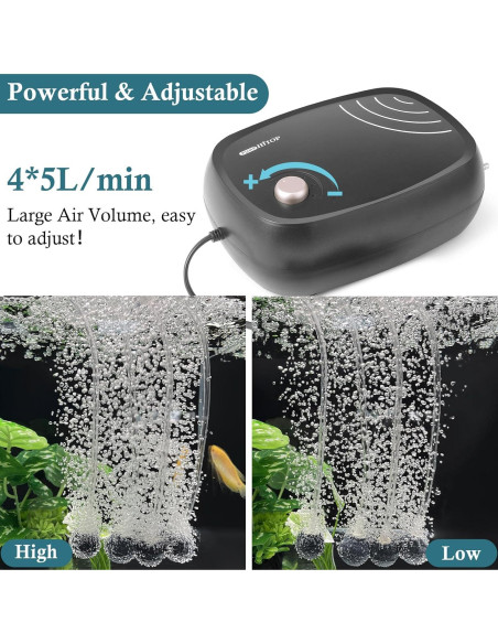 Bomba de Aire HITOP 10W 1219L/h 4 Salidas para Acuario