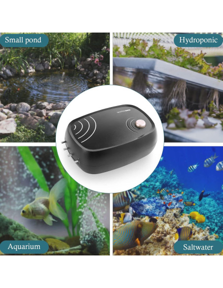 Bomba de Aire HITOP 10W 1219L/h 4 Salidas para Acuario