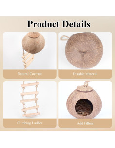 Accesorios para Reptiles HERCOCCI - Cabaña de Coco 37.8 cm 2