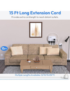 Cable de Extensión NTONPOWER 4.57m con 6 Salidas y 4 USB 2