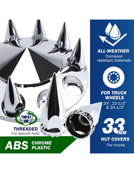 Cubierta de Eje Frontal Vitonsbay ABS Cromado 33mm