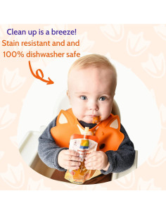 Conjunto de 2 Baberos de Silicona Silly Goose para Bebés - Panda y Zorro 2