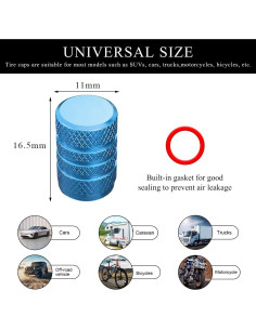 5 Tapones de Válvula de Neumático Yourkar Aluminio Azul Cielo 2
