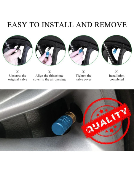 5 Tapones de Válvula de Neumático Yourkar Aluminio Azul Cielo