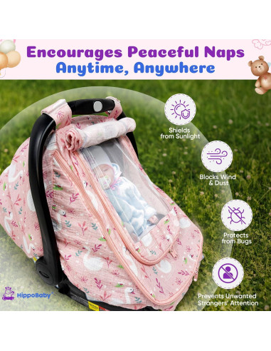 Funda de Asiento de Coche Muselina HippoBaby Flechas 100% Algodón