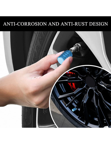 5 Tapones de Válvula de Neumático Yourkar Aluminio Azul Cielo