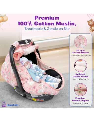Funda de Asiento de Coche Muselina HippoBaby Flechas 100% Algodón