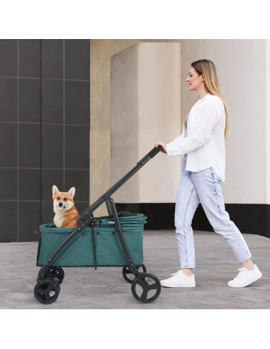 Carrito para Perros Grandes Wedyvko Verde Oscuro 27.2 kg