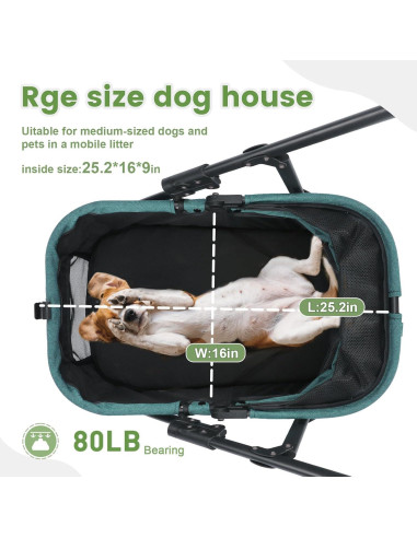 Carrito para Perros Grandes Wedyvko Verde Oscuro 27.2 kg