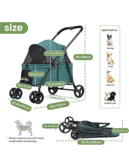 Carrito para Perros Grandes Wedyvko Verde Oscuro 27.2 kg