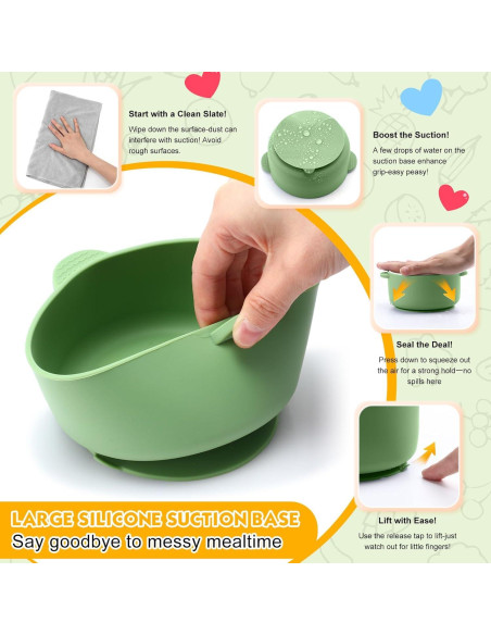 Cuencos de Porcelana para Niños Domensi 4 Piezas Antideslizantes