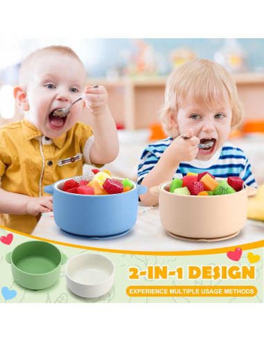 Cuencos de Porcelana para Niños Domensi 4 Piezas Antideslizantes