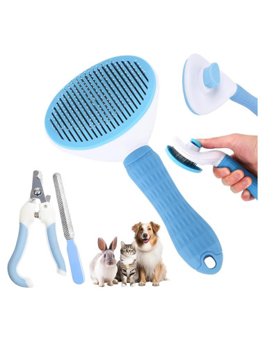 Kit de Acicalamiento para Mascotas Aglads - Cepillo, Cortauñas y Peine