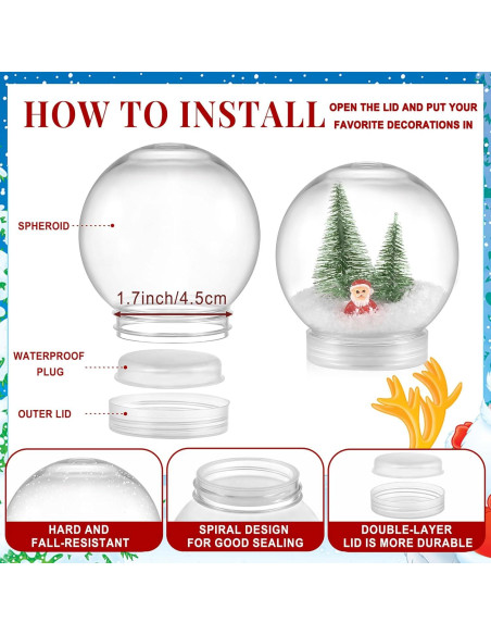 10 Globos de Nieve Rellenables Aweyka 91mm para Manualidades