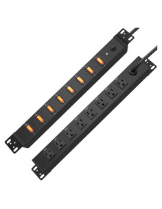 Regleta de Alimentación Montable HHSOET 1U 8 Salidas 1.83m