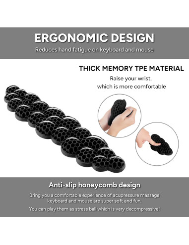 Juego de Reposamuñecas Ergonómico YAVOUN para Teclado y Ratón Negro