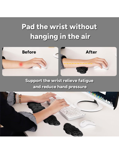 Juego de Reposamuñecas Ergonómico YAVOUN para Teclado y Ratón Negro