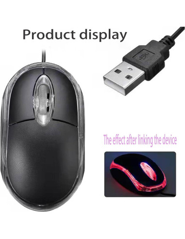 Paquete de 10 Ratones Ópticos USB Ergonómicos Guiheng Negro