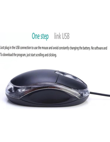 Paquete de 10 Ratones Ópticos USB Ergonómicos Guiheng Negro