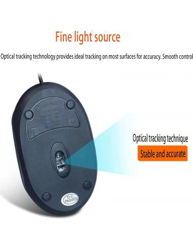 Paquete de 10 Ratones Ópticos USB Ergonómicos Guiheng Negro