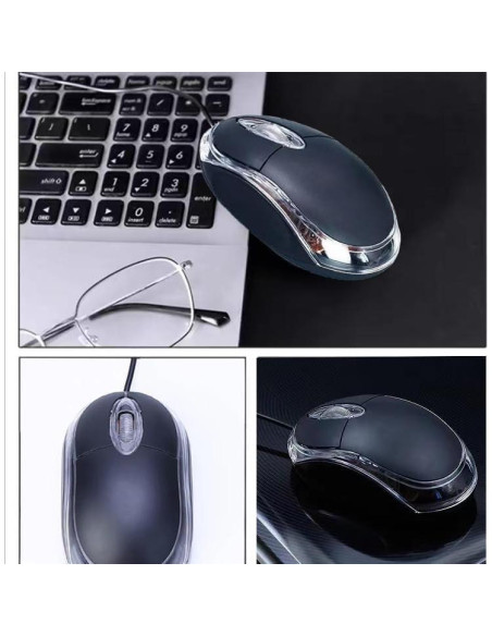 Paquete de 10 Ratones Ópticos USB Ergonómicos Guiheng Negro