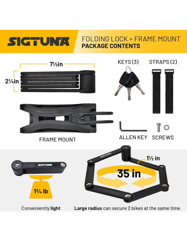 Candado Plegable SIGTUNA Vidar Negro 790g Antirrobo