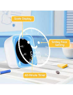 Temporizador Visual Digital 60 Minutos HAUKINIX Azul y Blanco 2