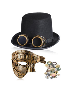 Conjunto de Disfraz Steampunk Libima para Hombre - Sombrero, Gafas y Más