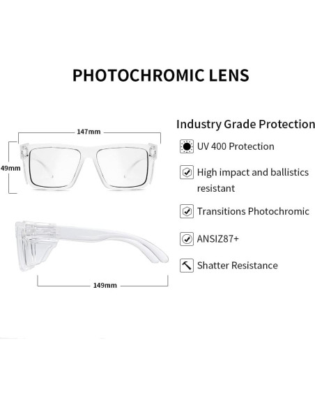 Gafas de Seguridad Fotoquímicas UV400 con Transición de Luz Azul