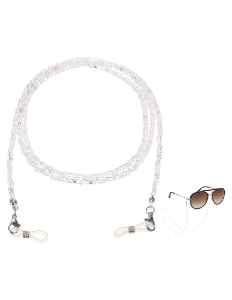 Cadena para Gafas uxcell de Perlas Ajustable 70 cm Blanca