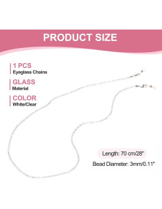 Cadena para Gafas uxcell de Perlas Ajustable 70 cm Blanca 2