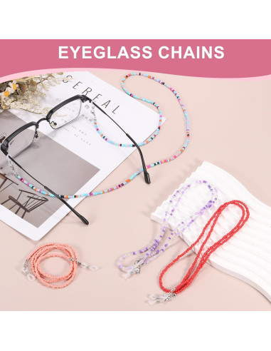 Cadena para Gafas uxcell de Perlas Ajustable 70 cm Blanca