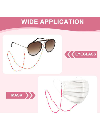 Cadena para Gafas uxcell de Perlas Ajustable 70 cm Blanca