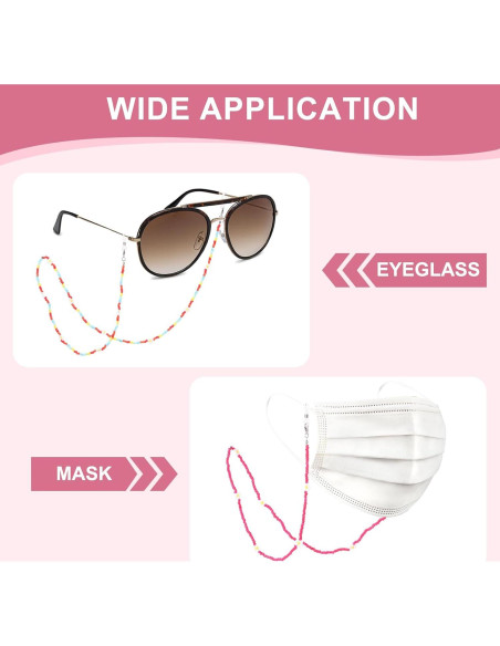 Cadena para Gafas uxcell de Perlas Ajustable 70 cm Blanca