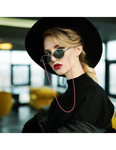 Cadena para Gafas uxcell de Perlas Ajustable 70 cm Blanca