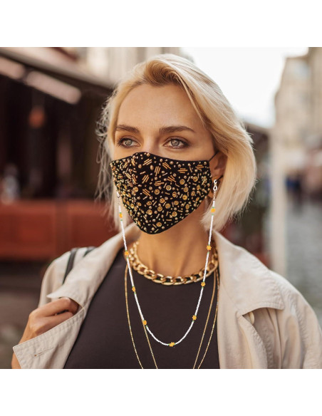 Cadena para Gafas uxcell de Perlas Ajustable 70 cm Blanca